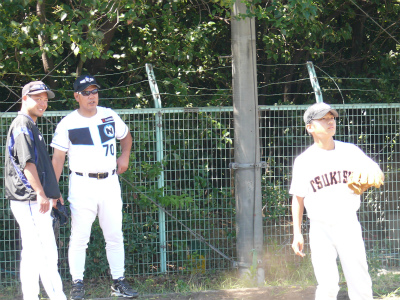 監督と石田選手の会話？　ええ球投げるやん。